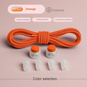 Spring Lock Shoelaces Without ties Elastic laces Sneakers Kids Adult Quick Shoe laces Rubber Bands Round No tie Shoeace Shoes (Length: 100cm, Color: Orange)