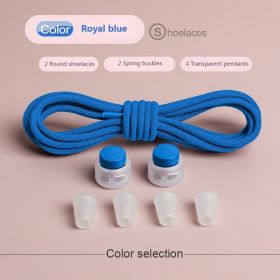 Spring Lock Shoelaces Without ties Elastic laces Sneakers Kids Adult Quick Shoe laces Rubber Bands Round No tie Shoeace Shoes (Length: 100cm, Color: Royal blue)